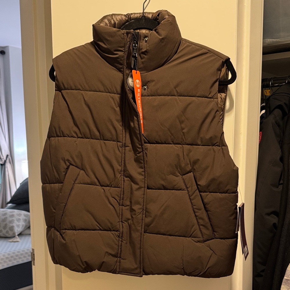 Oversized Brown Puffer Vest